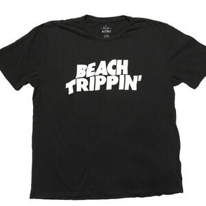 Altru T-Shirt Beach Trippin Black Graphic Tee Men 's L Casual Shirt Short Sleeve